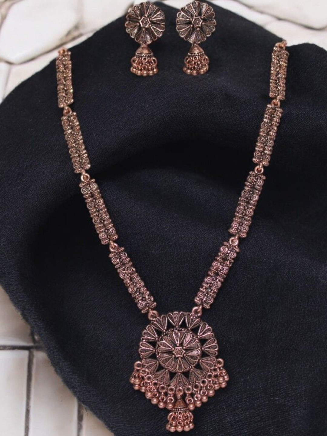 

Jolly Faces Copper-Plated & Beaded Long Jewellery Set