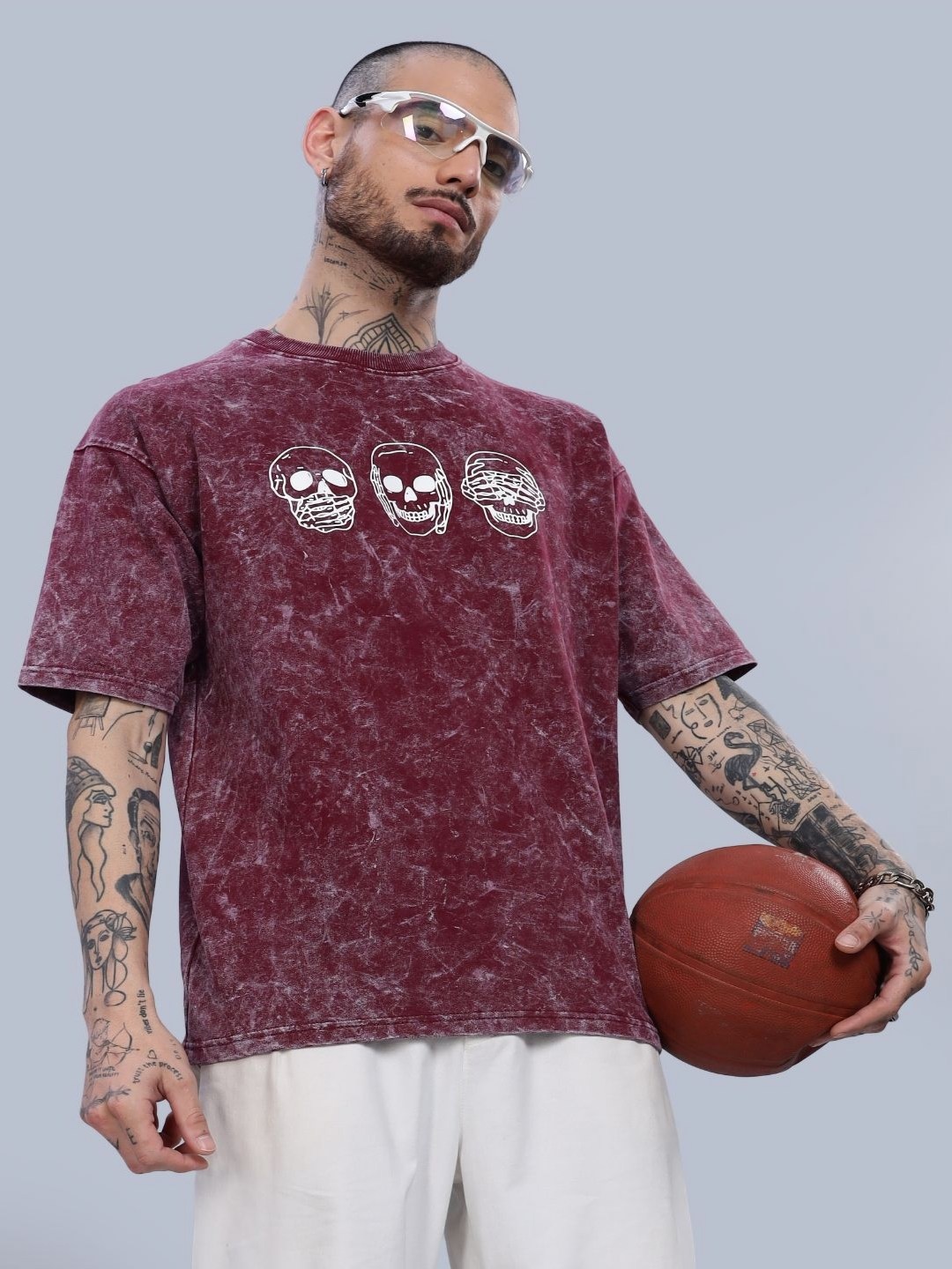 

PAUL STREET Men Dyed Bio Finish Boxy T-shirt, Maroon