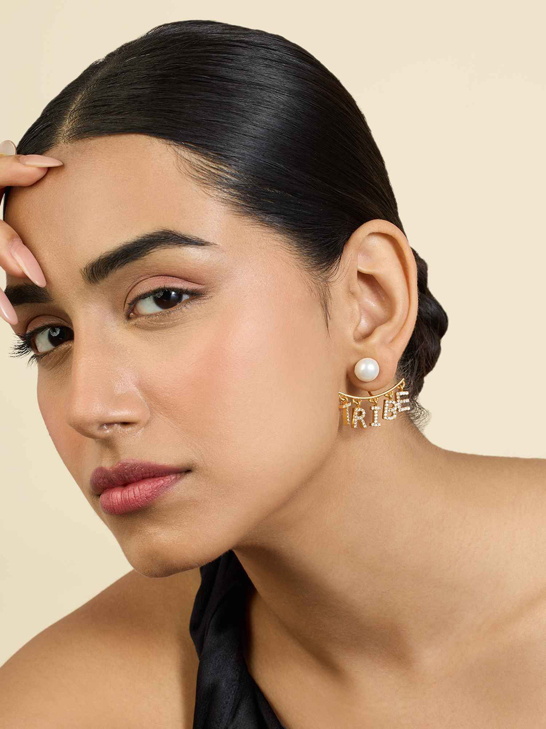 

MNSH Brass-Plated Pearls Contemporary Shaped Hoop Earrings, Gold