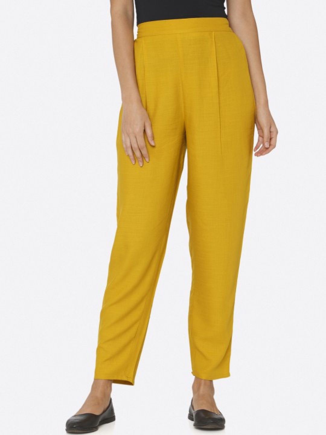 

shiloh Women Smart Pleated Trousers, Yellow