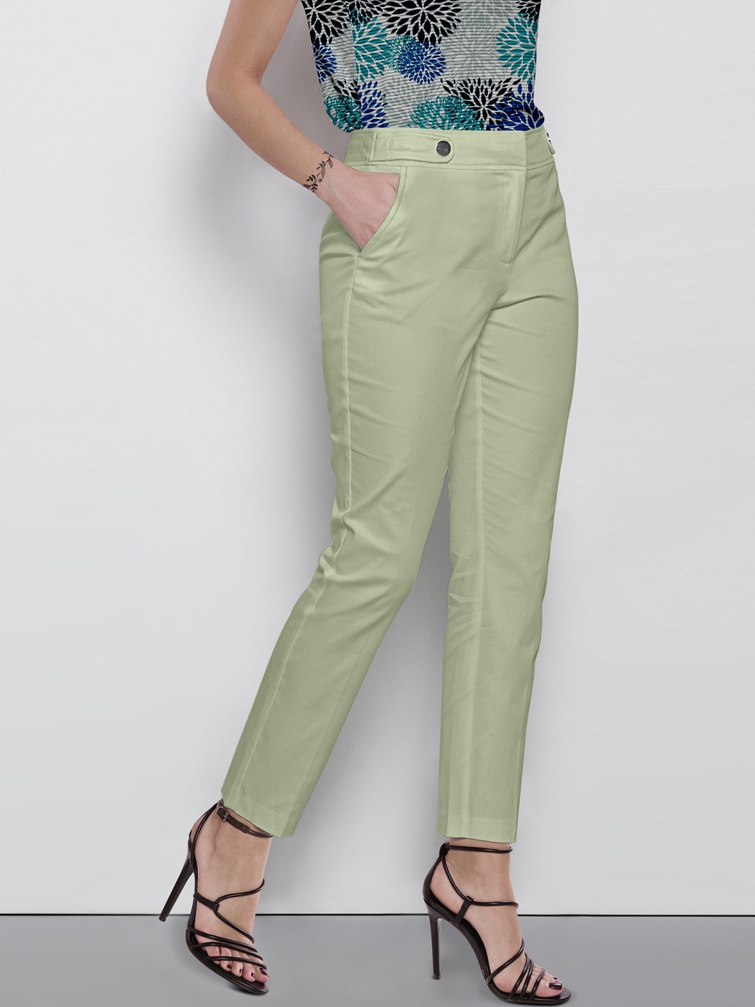 

FLOREOS Women Comfort Easy Wash Trousers, Green