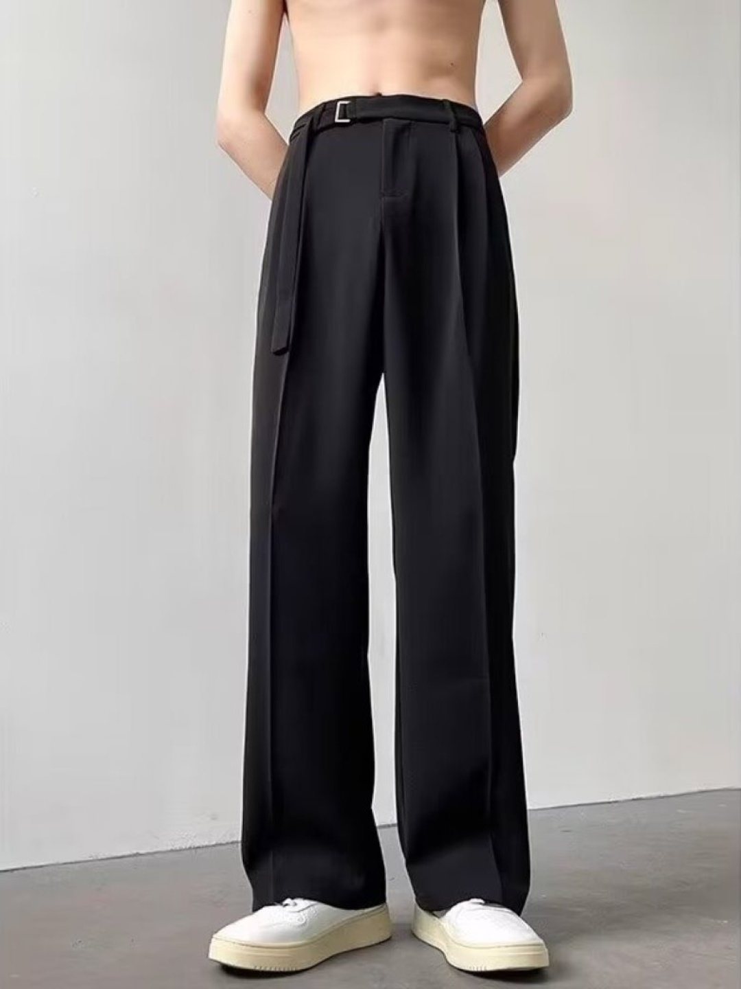 

StyleCast Men High-Rise Pleated Trousers, Black