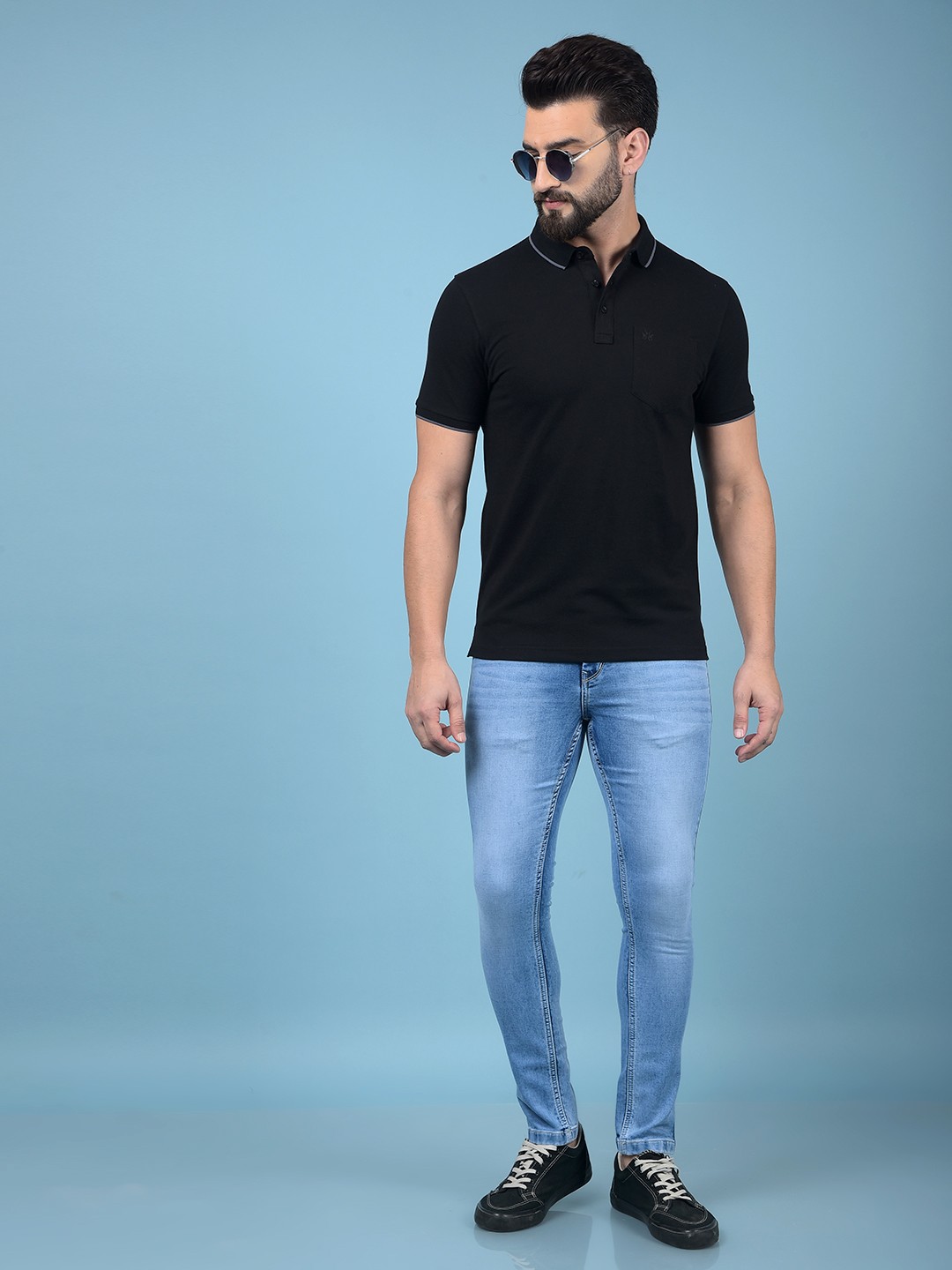 

Crimsoune Club Men Skinny Fit Light Fade Stretchable Jeans, Blue