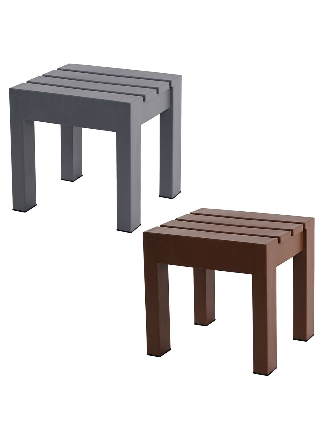 

Kuber Industries Grey & Brown 2 Pieces Anti Slip Bath Stools