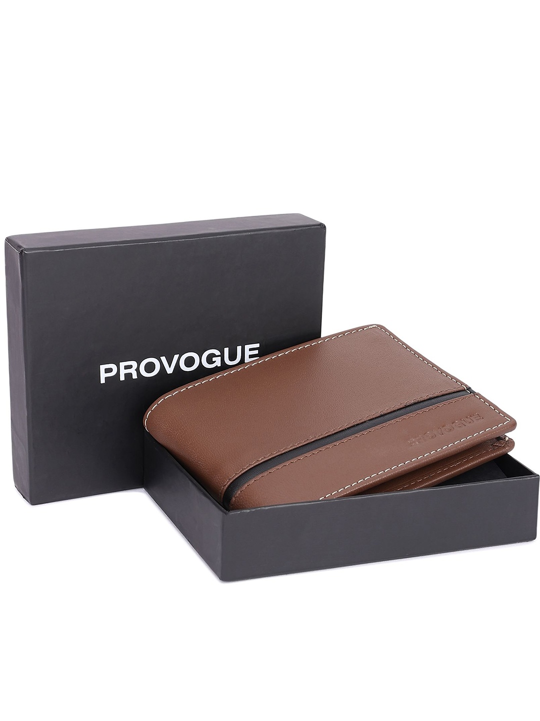 

Provogue Men Leather Two Fold Wallet, Brown