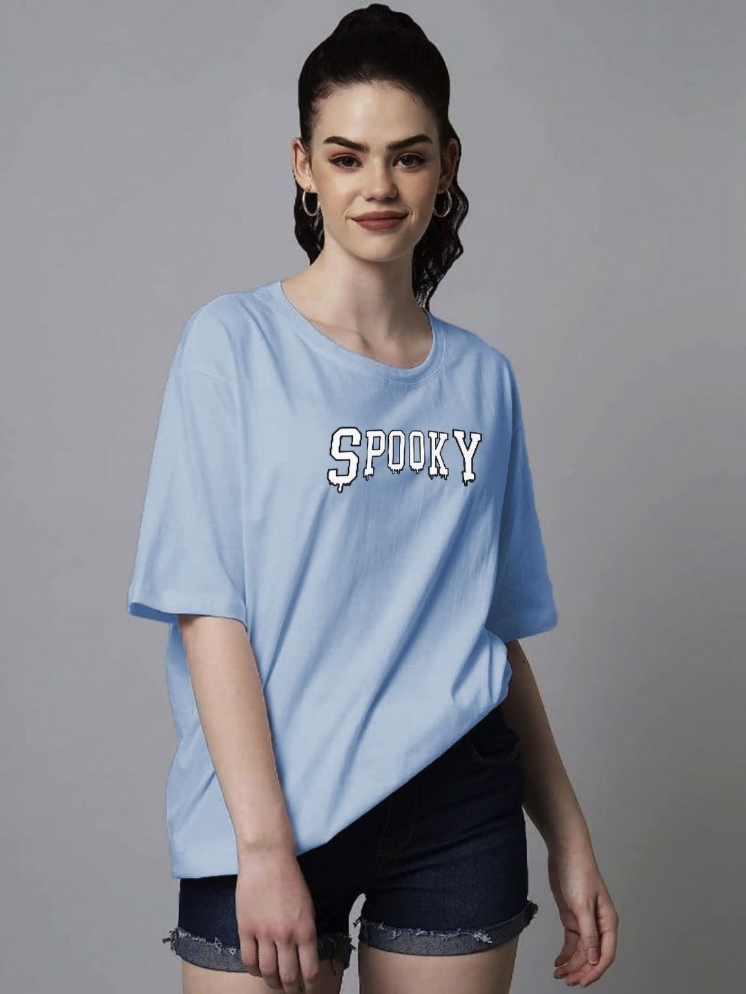 

SZN Women Printed Pockets T-shirt, Blue