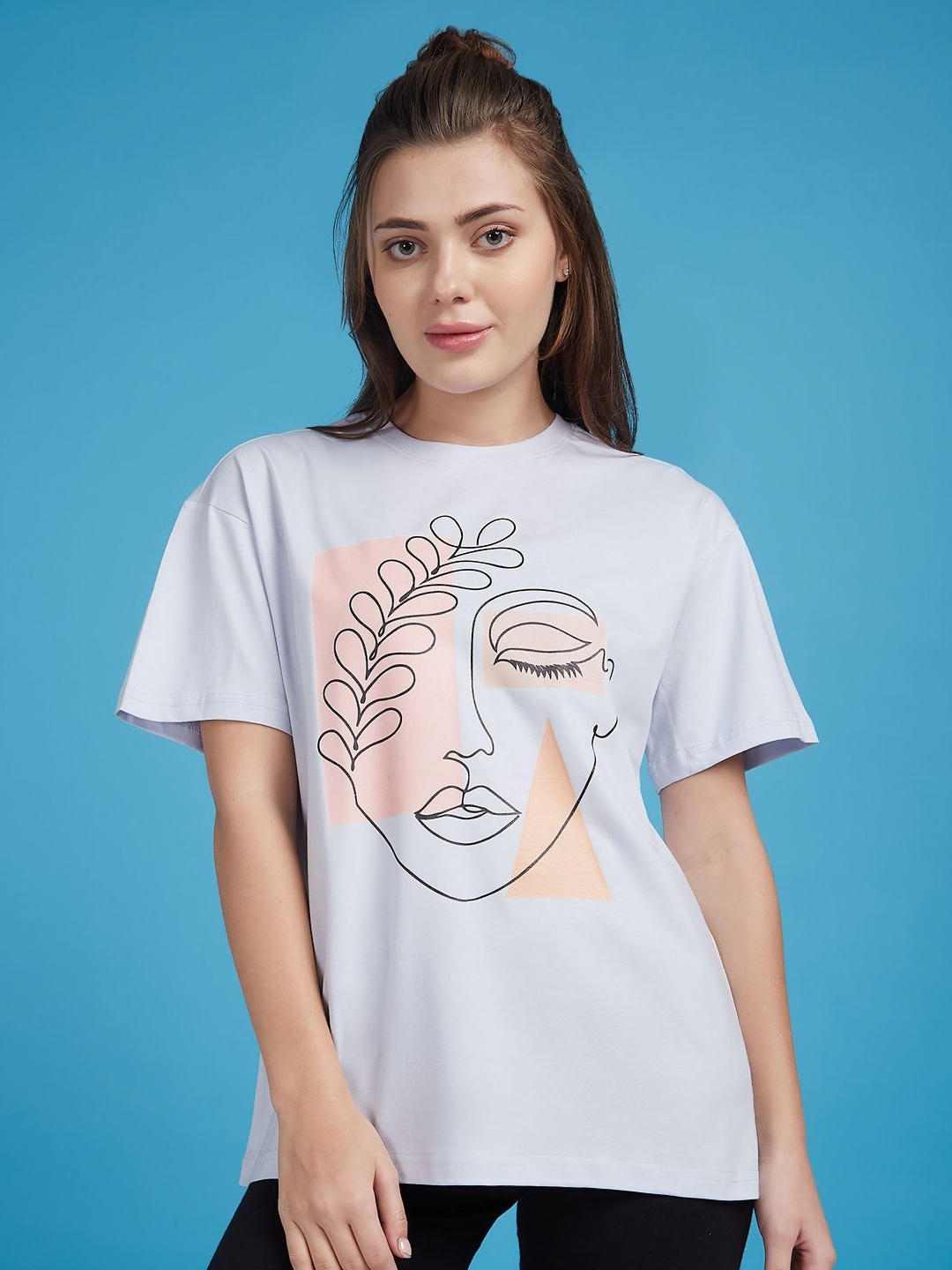 

Mast & Harbour Women Printed T-shirt, Grey