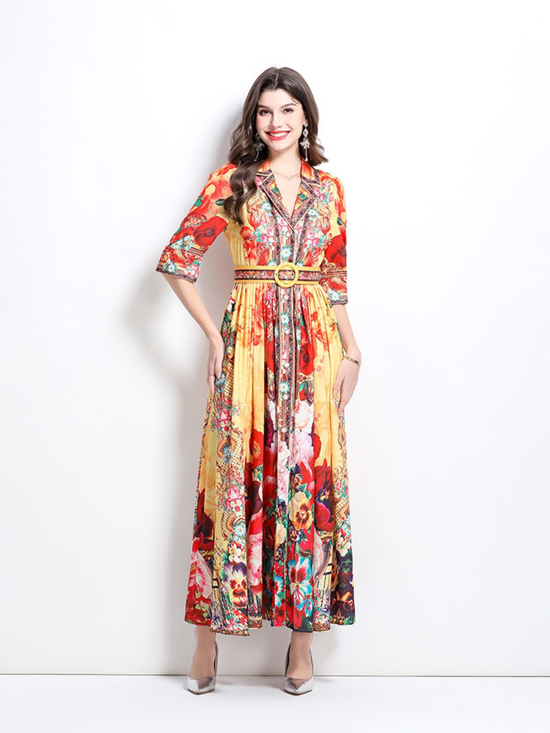 

JC Collection Floral Print Maxi Dress, Yellow