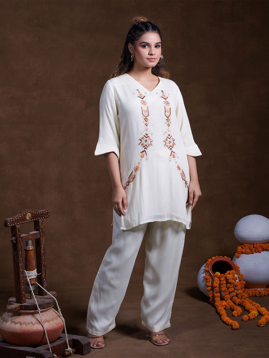 

Phulkari Forever Chiffon Top, Gold
