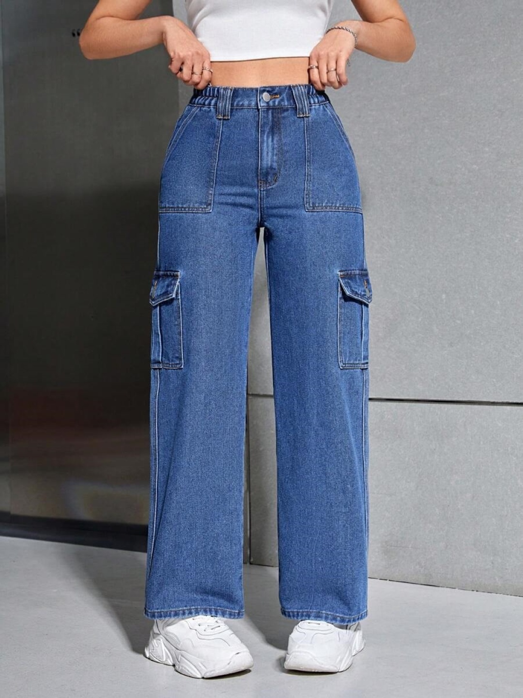 

NUCOUTHS Women Comfort High-Rise Light Fade Stretchable Jeans, Blue