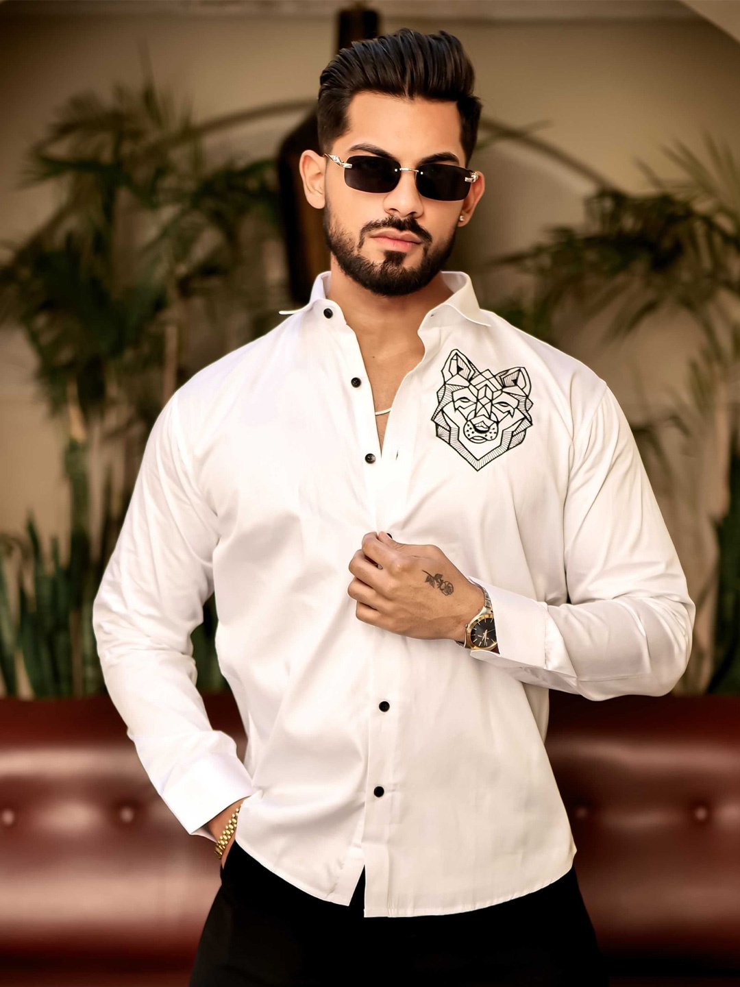

Foomer Men Standard Opaque Casual Shirt, White