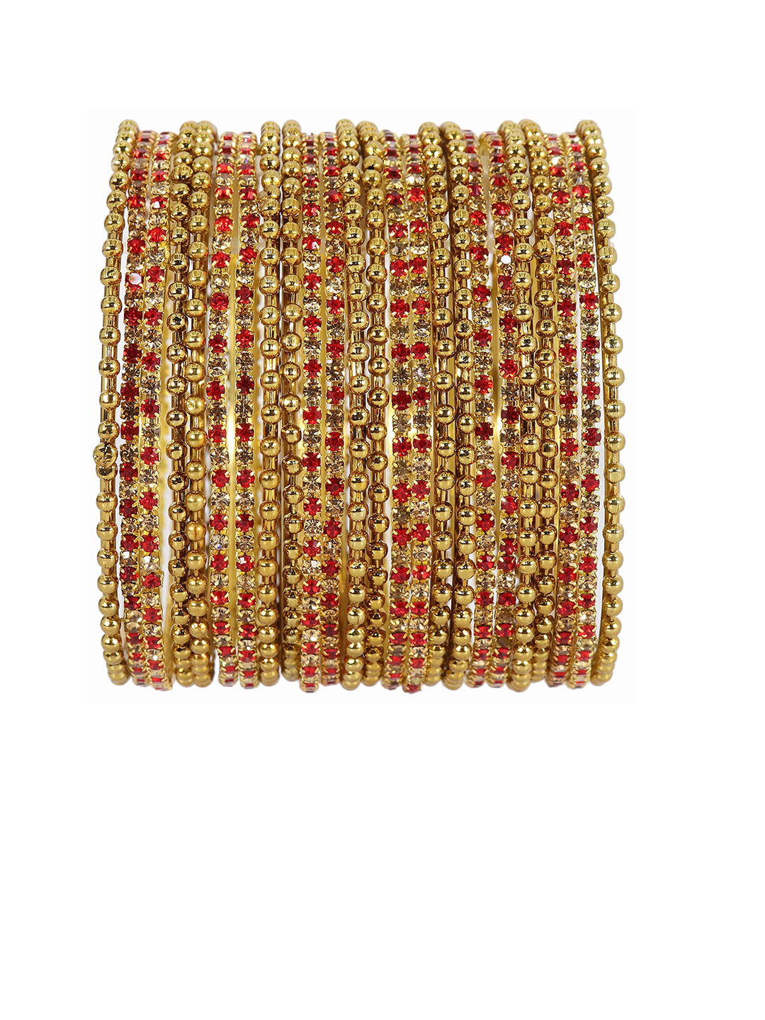 

ZULKA Set Of 24 Gold Plated Artificial Stones Studded Bangles