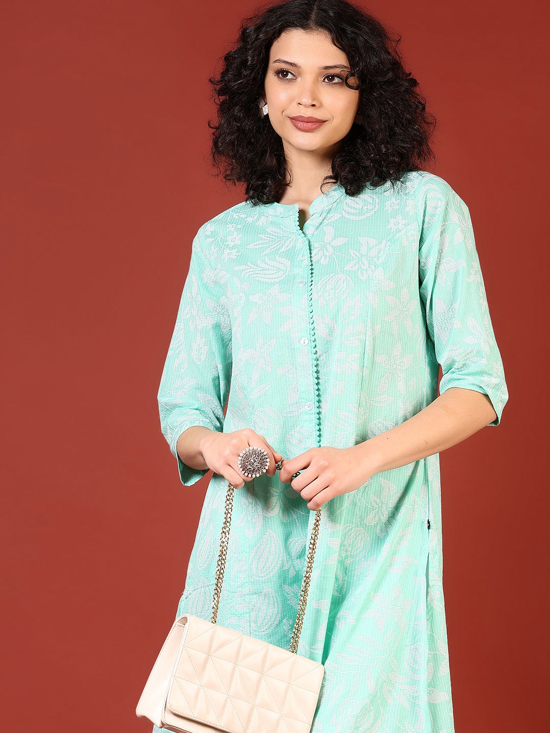 

V-Mart Women Geometric Printed Kurta, Green