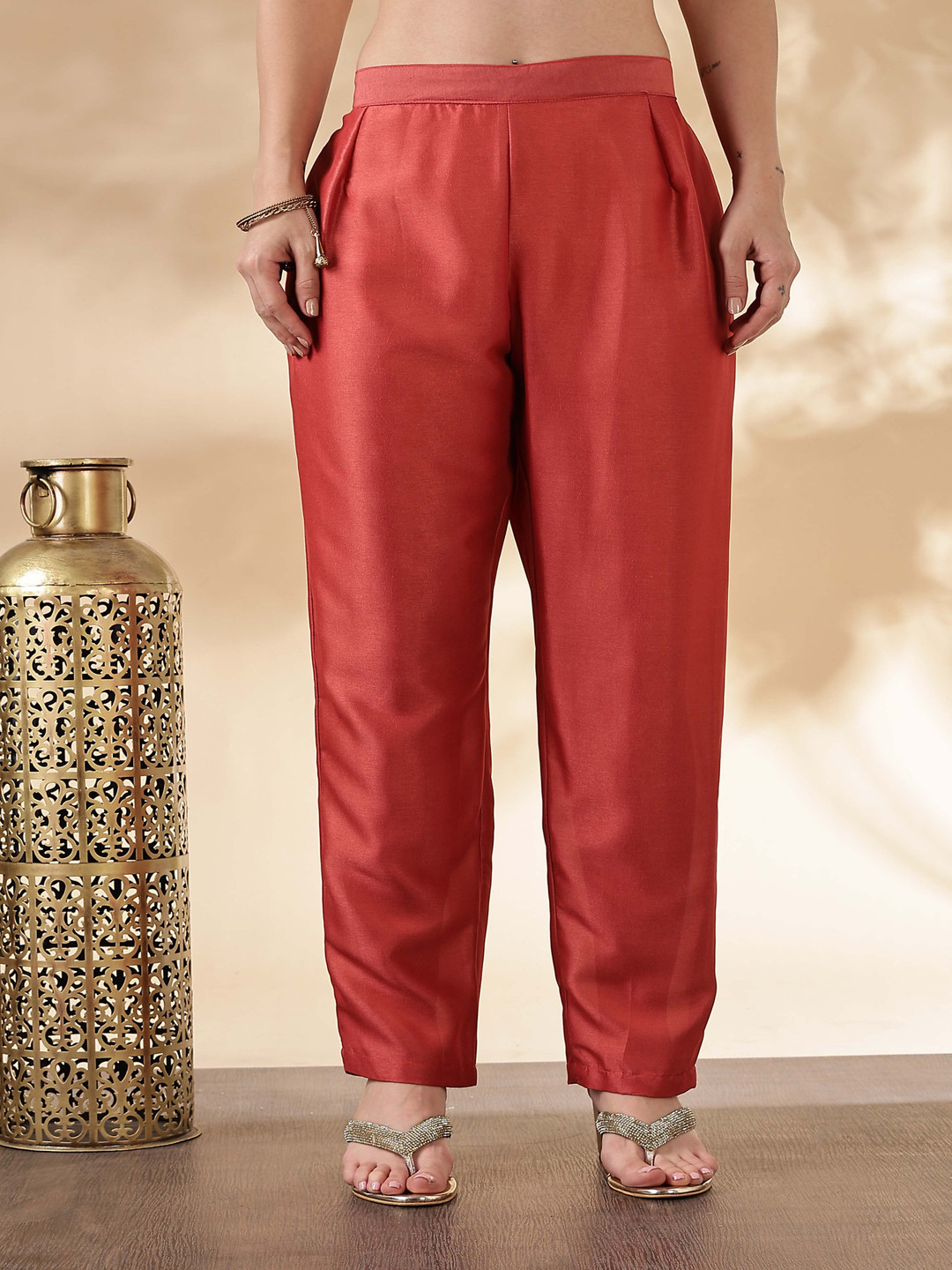 

Anouk Women Yoke Design Regular Thread Work Kurta with Trousers & With Dupatta, Pink