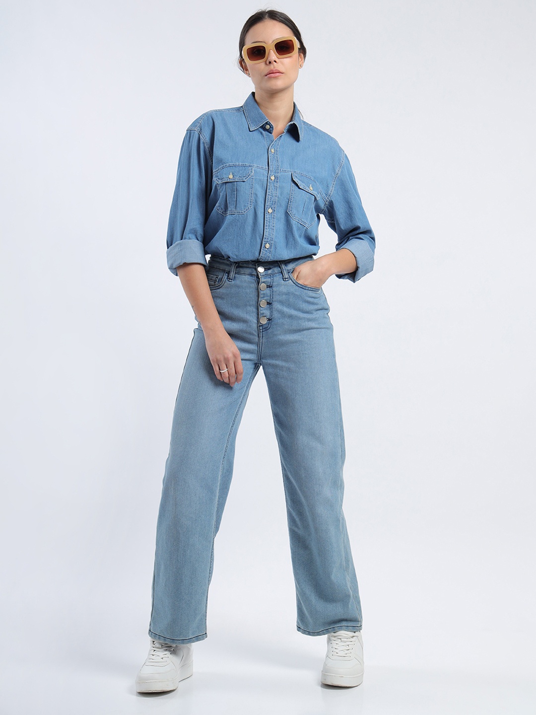 

Noggah Women Opaque Casual Shirt, Blue