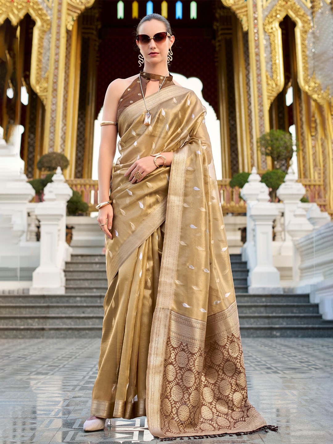 

MySilkLove Muesli Brown Tissue Silk Saree