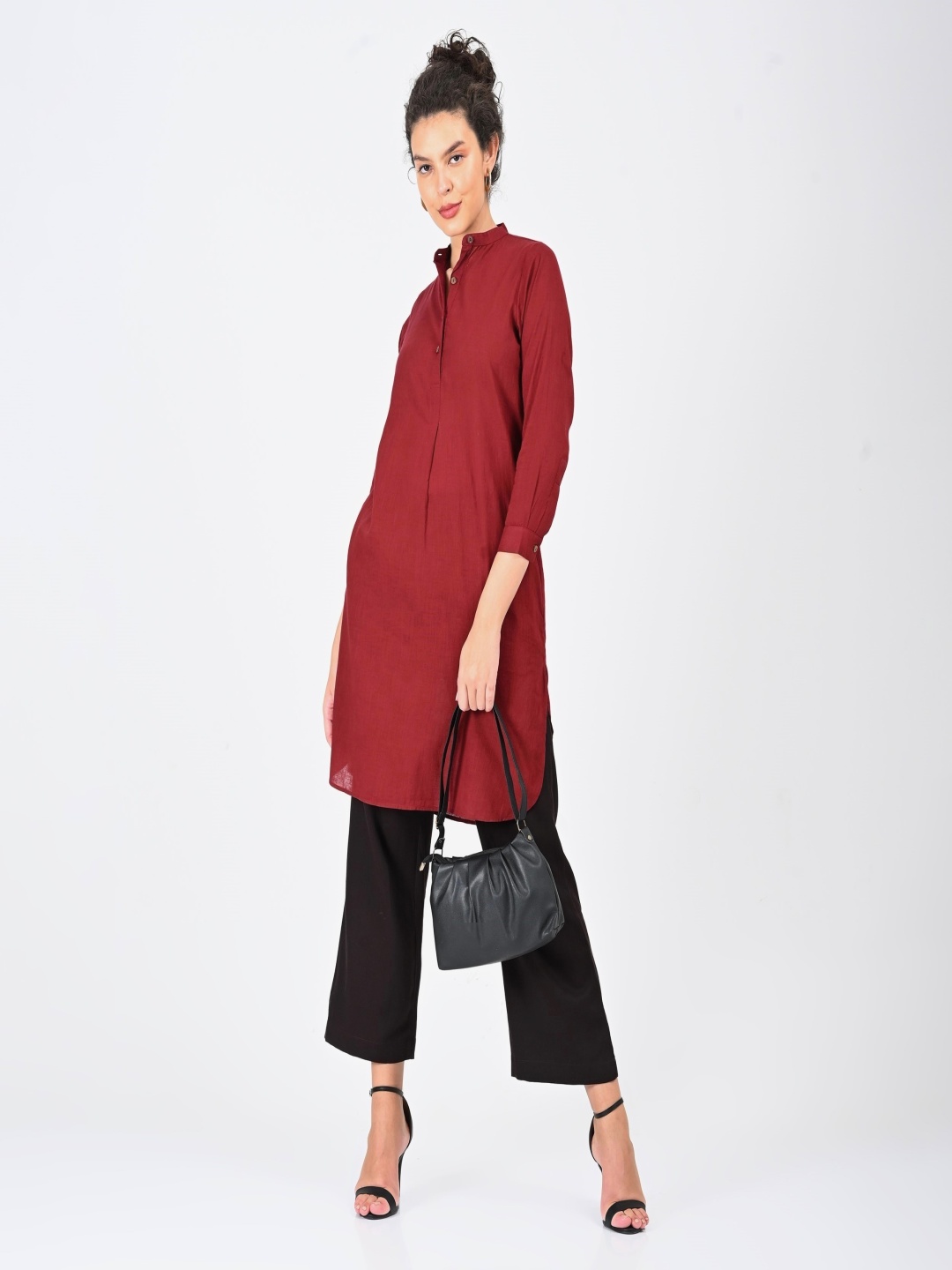 

Saltpetre Maroon Long Kurta With Trouser Co-Ords
