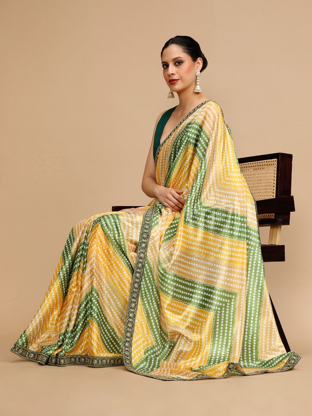 

House of Pataudi Bandhani Saree, Yellow