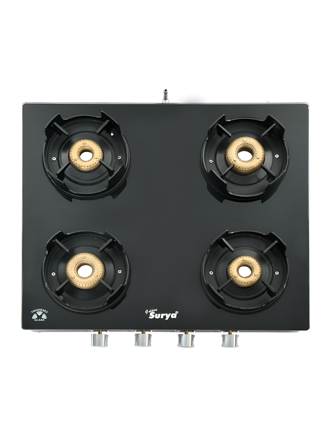 

GOLDEN SURYA Black 4 Burner Glass Top Manual Gas Stove