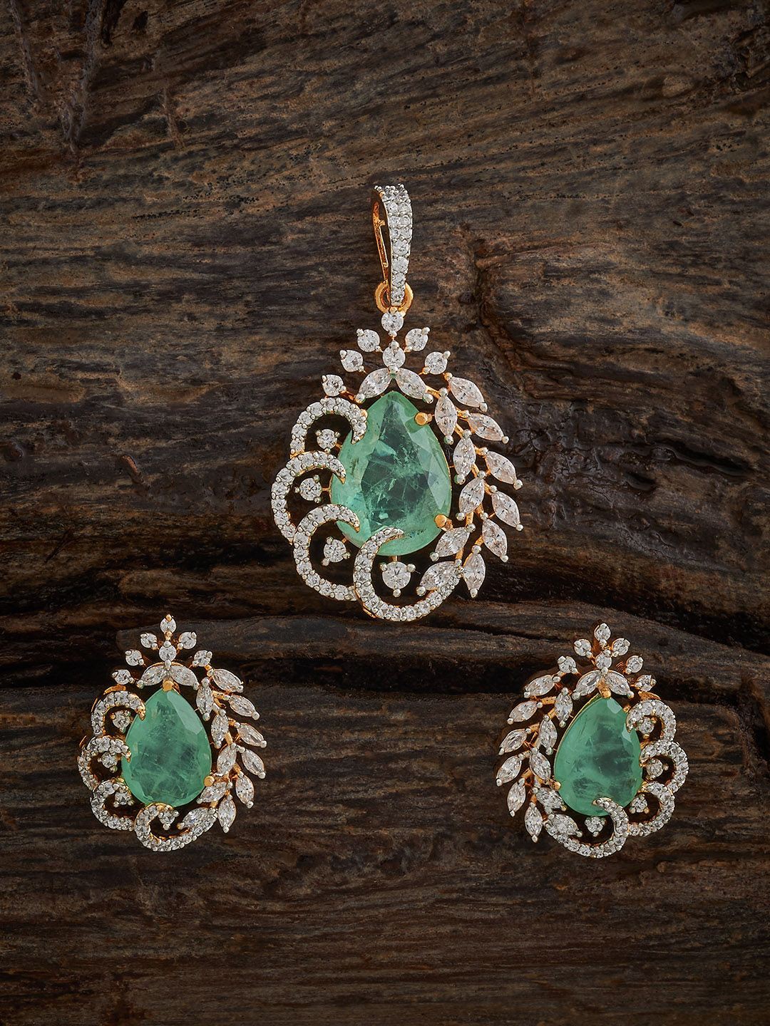 

Kushal's Fashion Jewellery Gold-Plated Cubic Zirconia Stone-Studded Jewellery Set