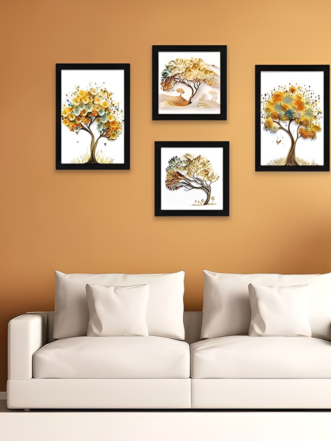 

Indianara White & Gold-Toned 4 Piece Canvas Other Wall Paintings