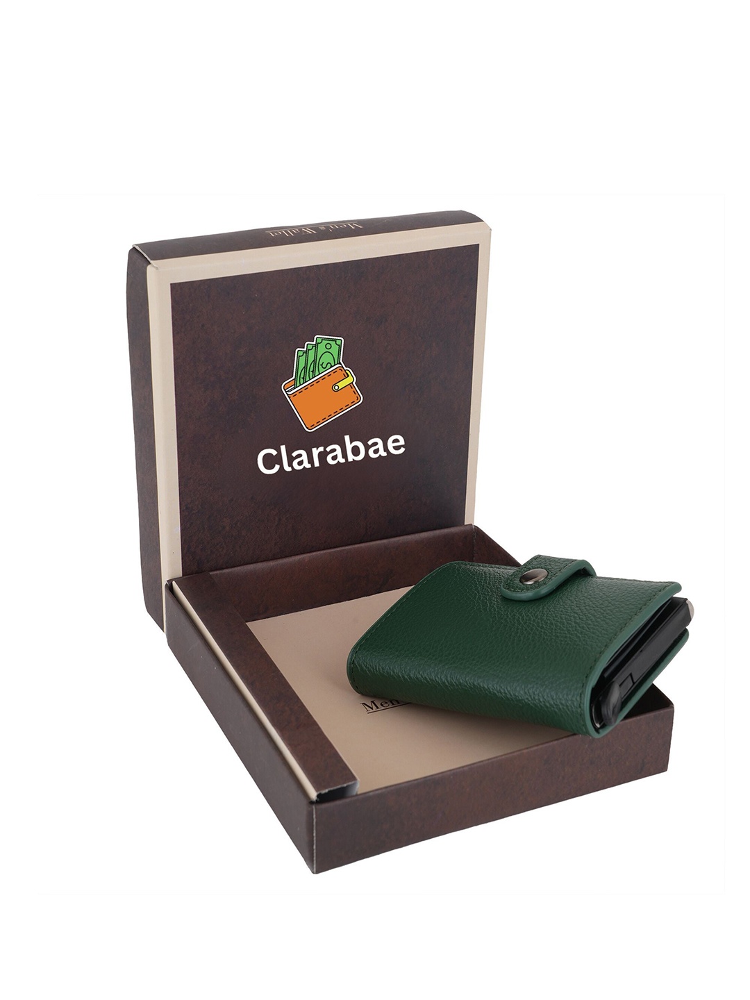 

CLARABAE Men PU Two Fold Wallet, Green