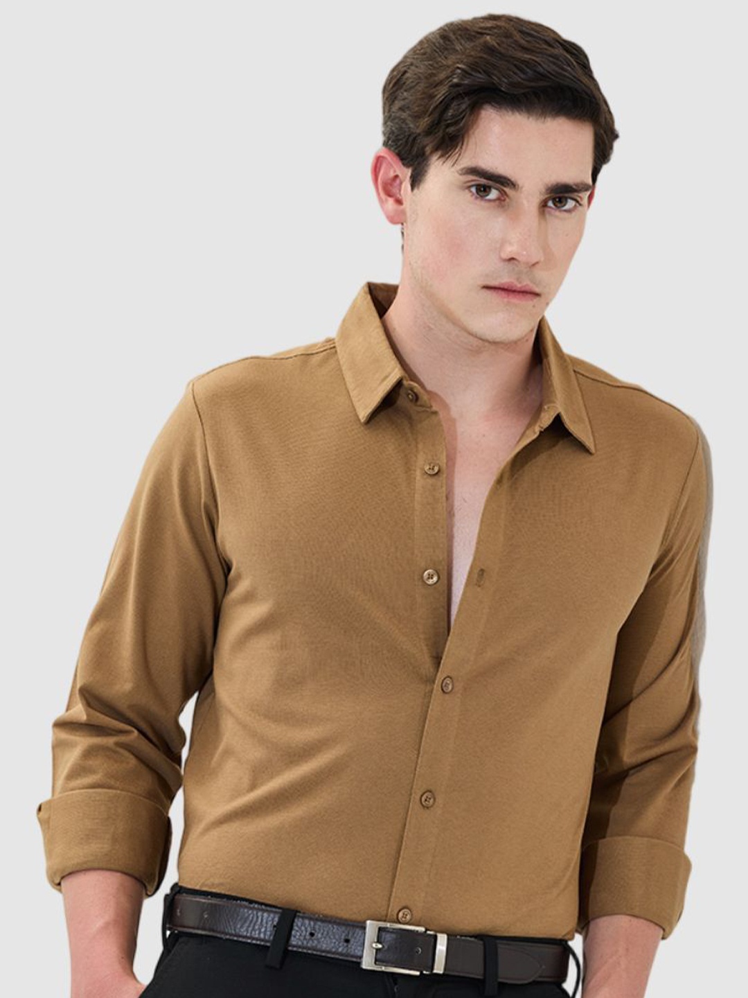 

Snitch Men Smart Slim Fit Opaque Formal Shirt, Brown