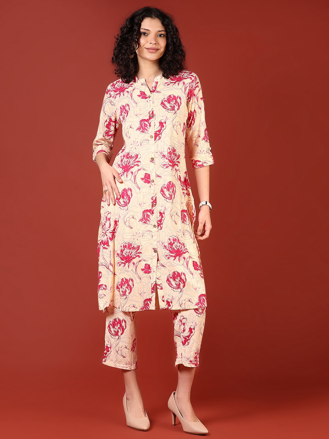 

V-Mart Printed Tunic With Trouser Co-Ords, Cream