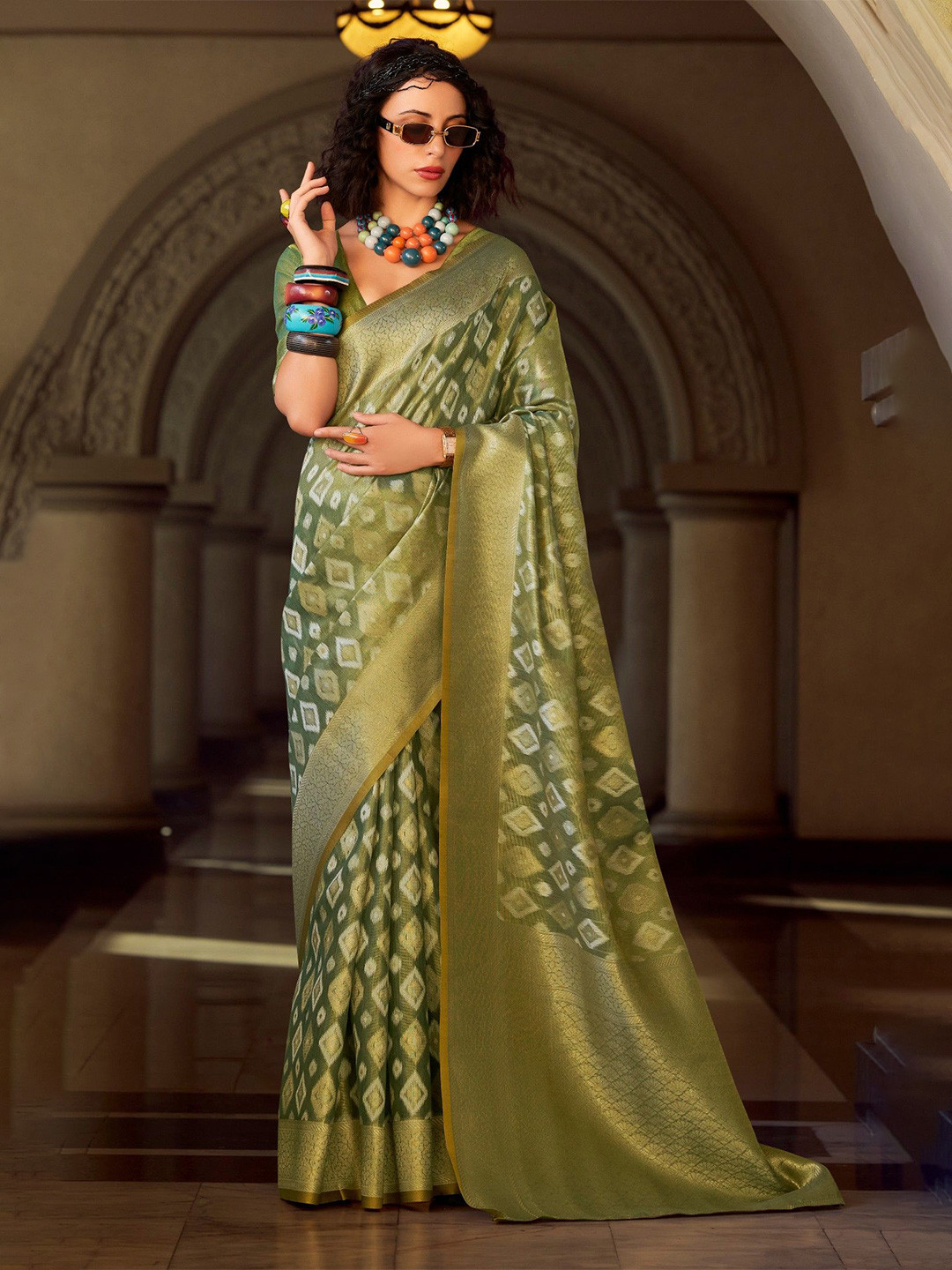 

MySilkLove Mineral Green Tissue Silk Saree