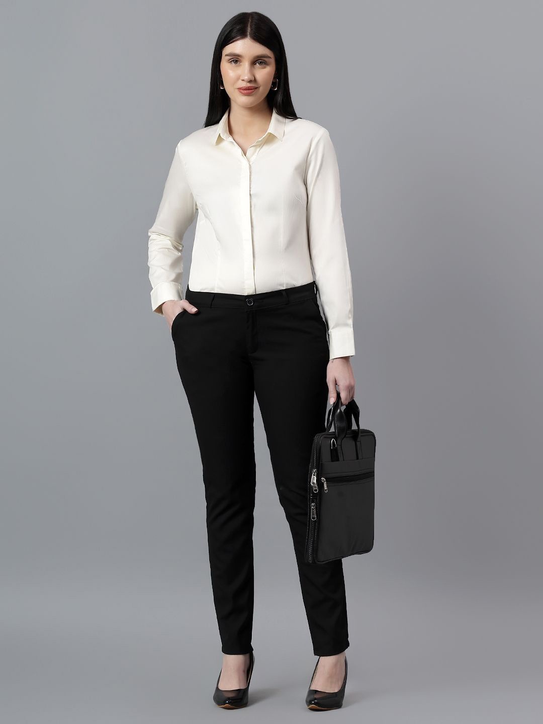 

Cantabil Women Original Slim Fit Opaque Formal Shirt, Off white