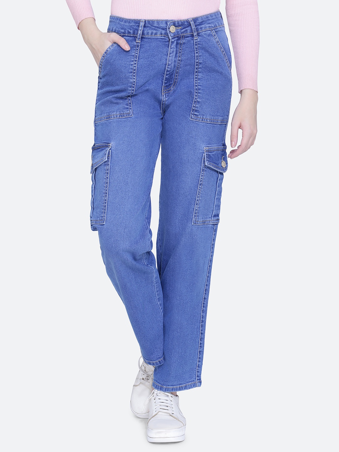 

FCK-3 Women Bootcut High-Rise Light Fade Stretchable Jeans, Blue