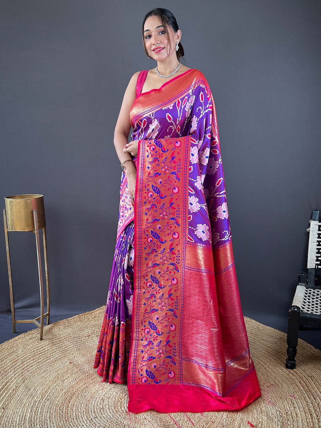 

DEVATITHI Ethnic Motifs Zari Purple Silk Saree