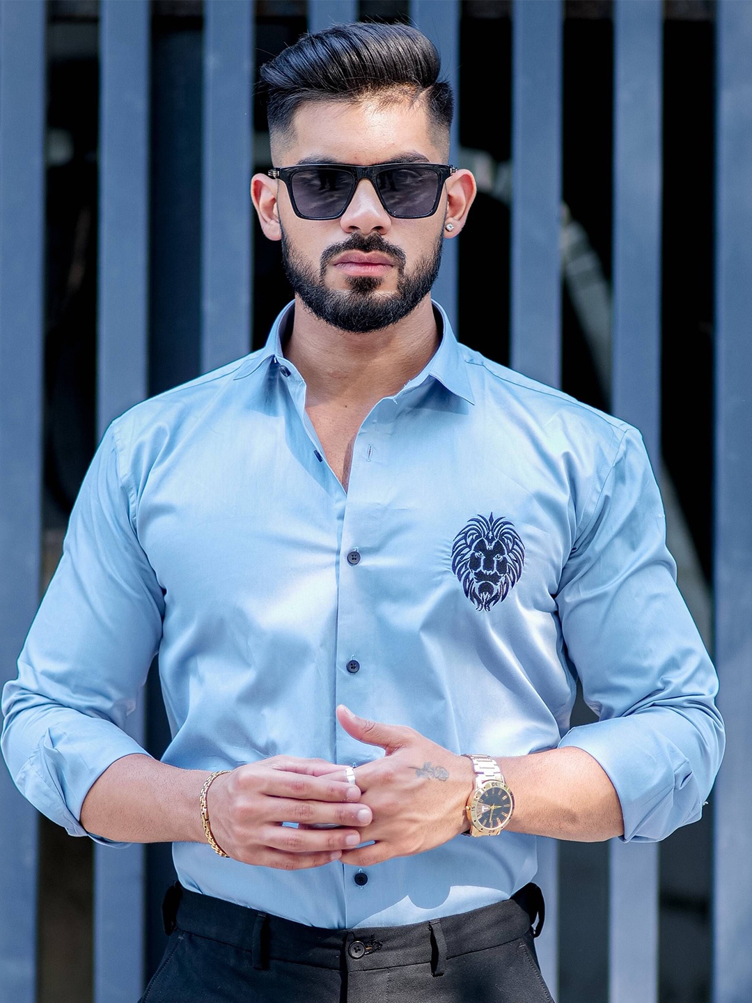 

Foomer Men Standard Opaque Casual Shirt, Blue