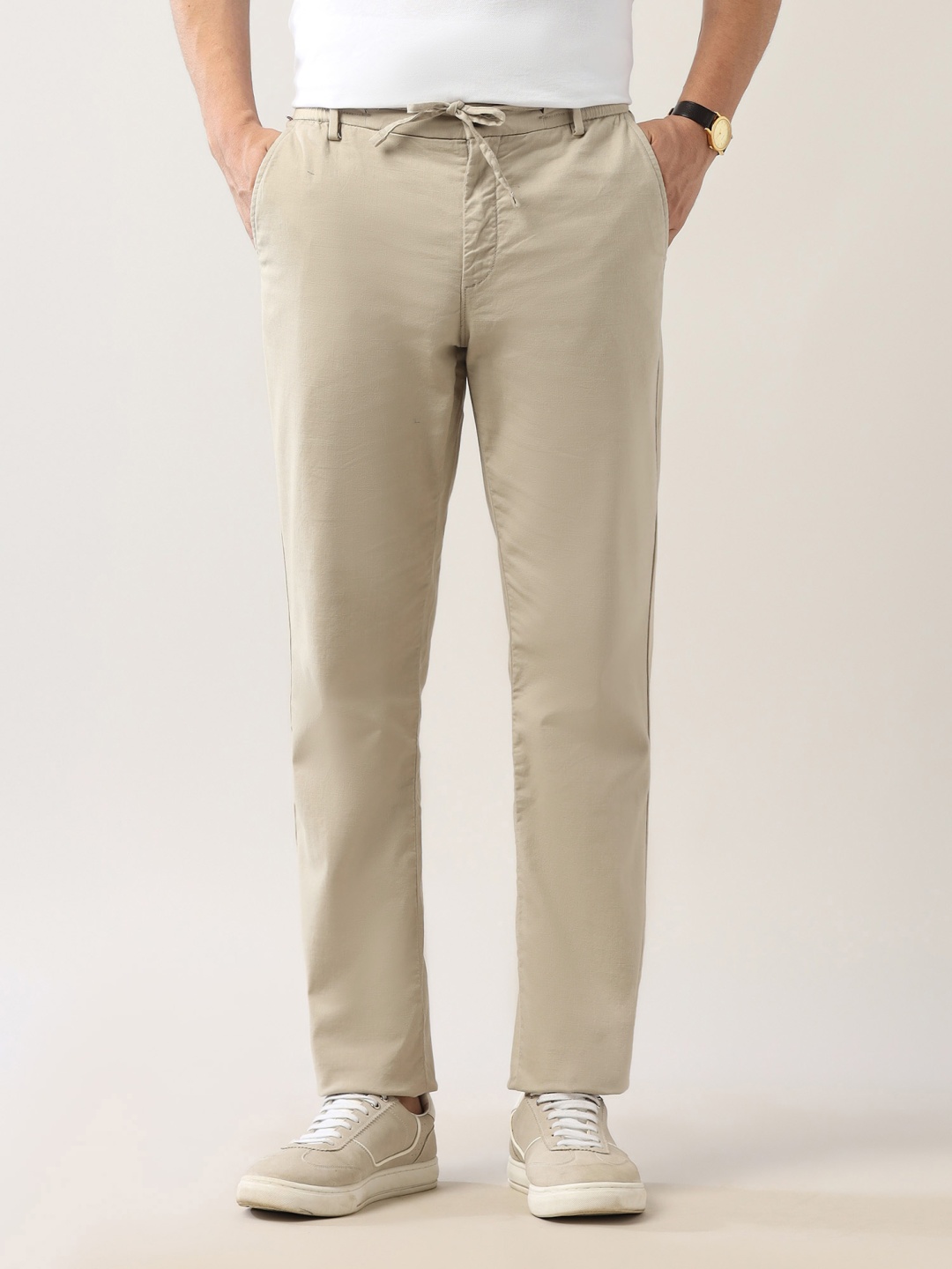 

Arrow Sport Men Classic Chinos Trousers, Beige