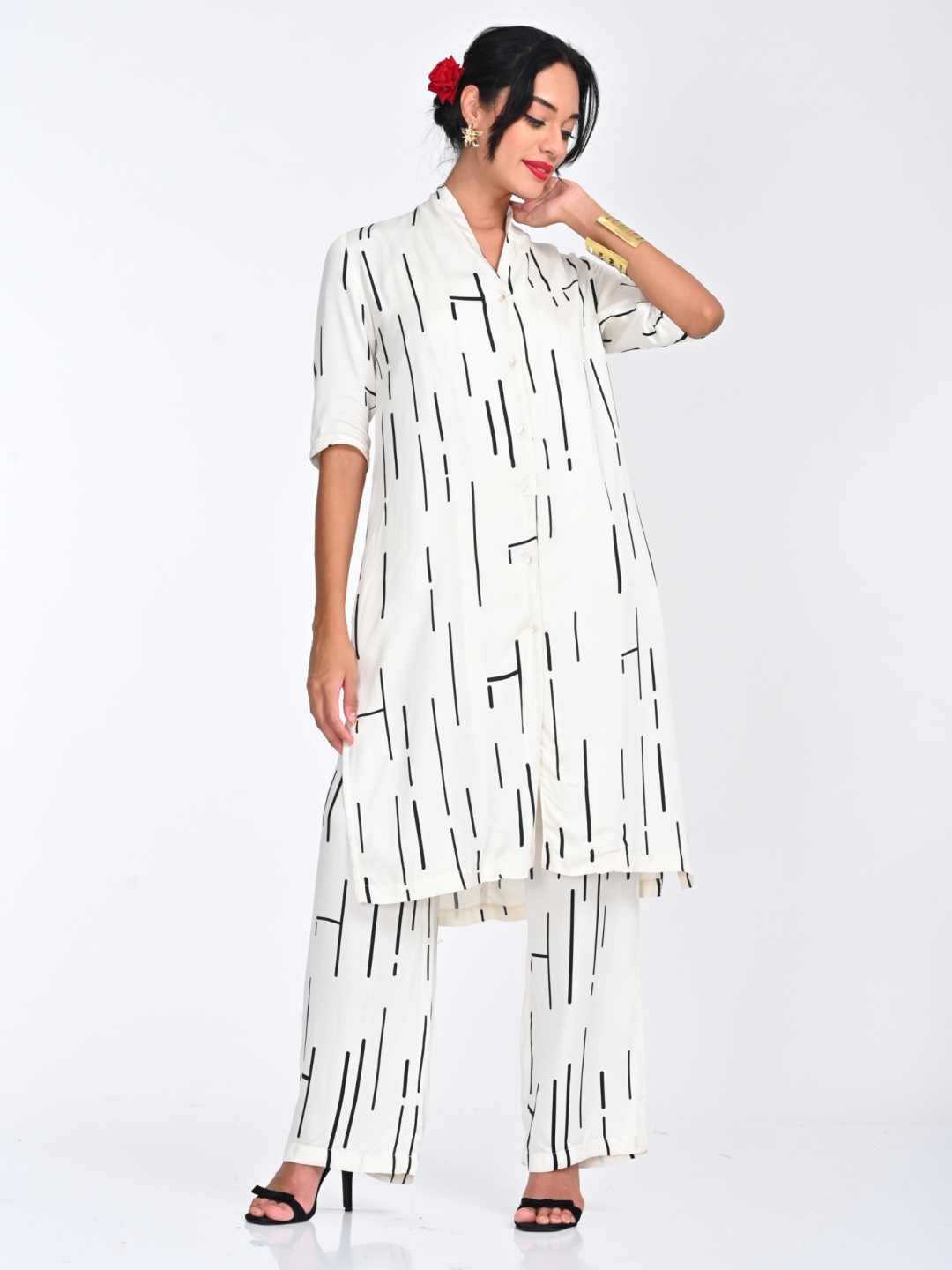 

Saltpetre Long Shirt With Trouser Co-Ords, Cream