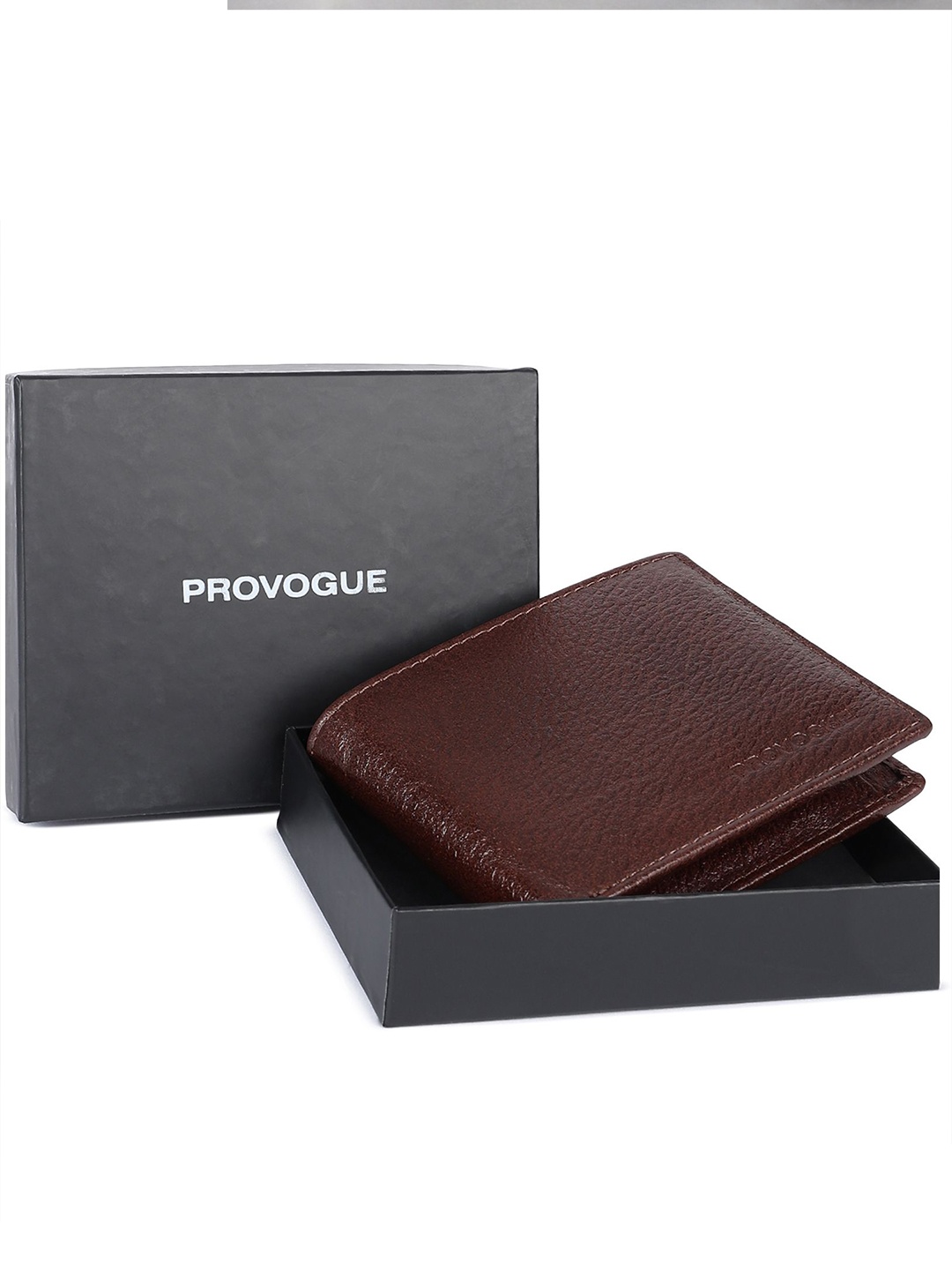 

Provogue Men Textured Leather Two Fold Wallet, Brown