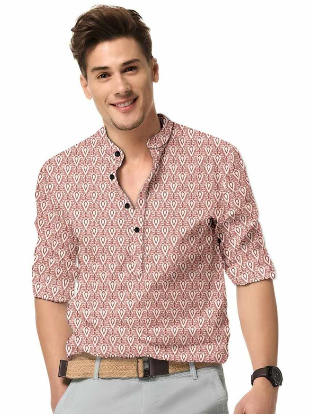 

ISUEL FAB Men Opaque Printed Casual Shirt, Brown