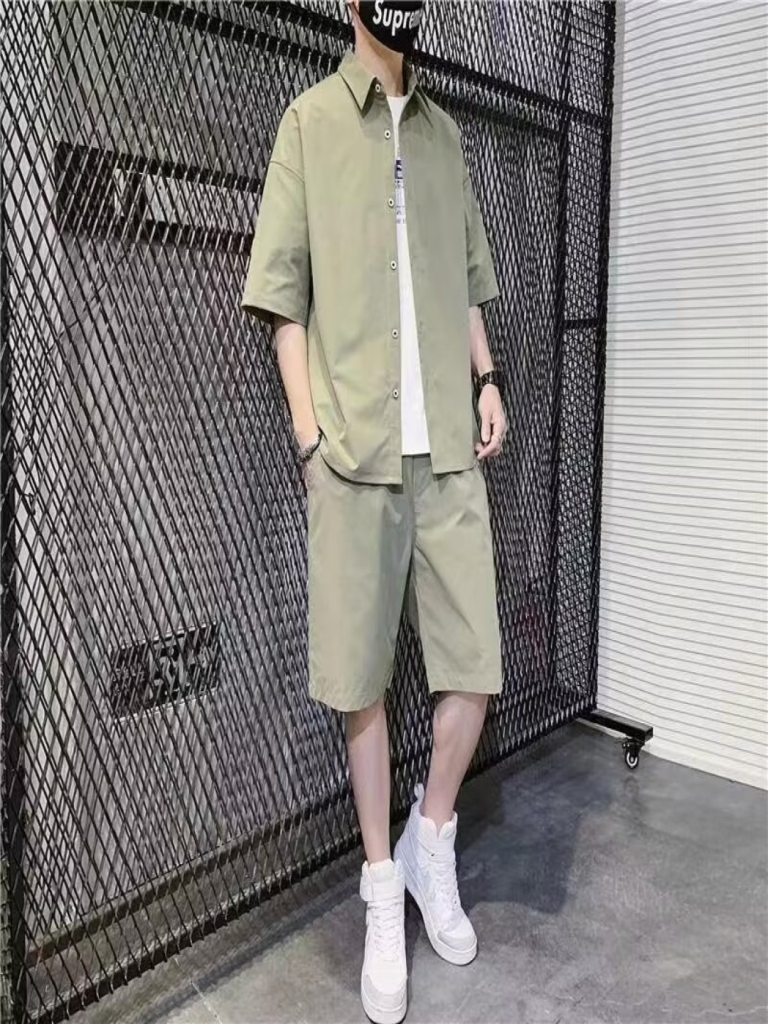 

StyleCast Collar Neck Shirt With Shorts, Green