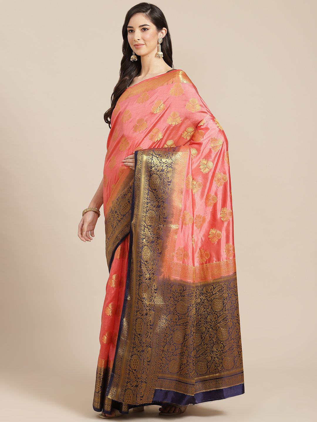 

DIVASTRI Woven Design Zari Silk Blend Banarasi Saree, Pink