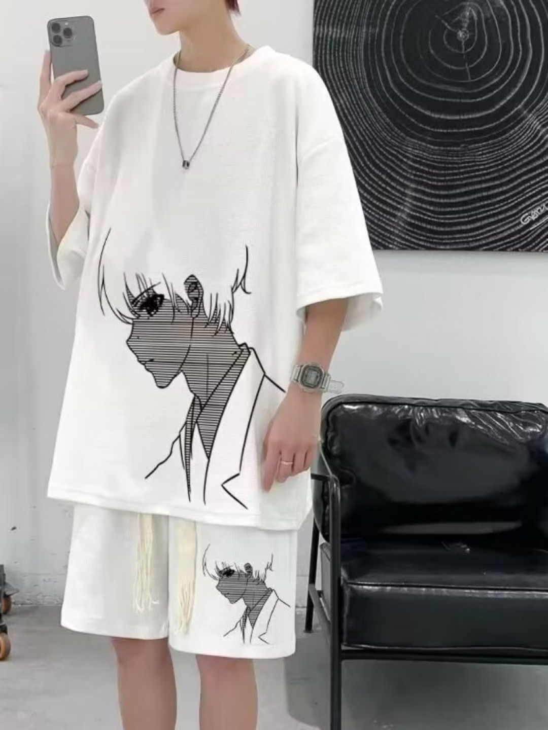 

StyleCast Printed Round Neck T-Shirt With Shorts, White