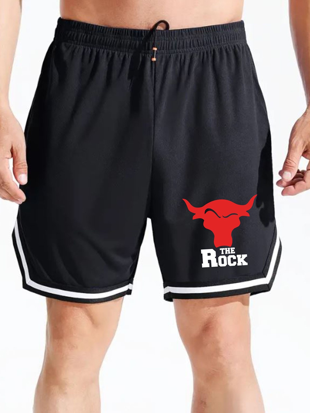 

culish Men Printed High-Rise Training or Gym Sports Shorts, Black
