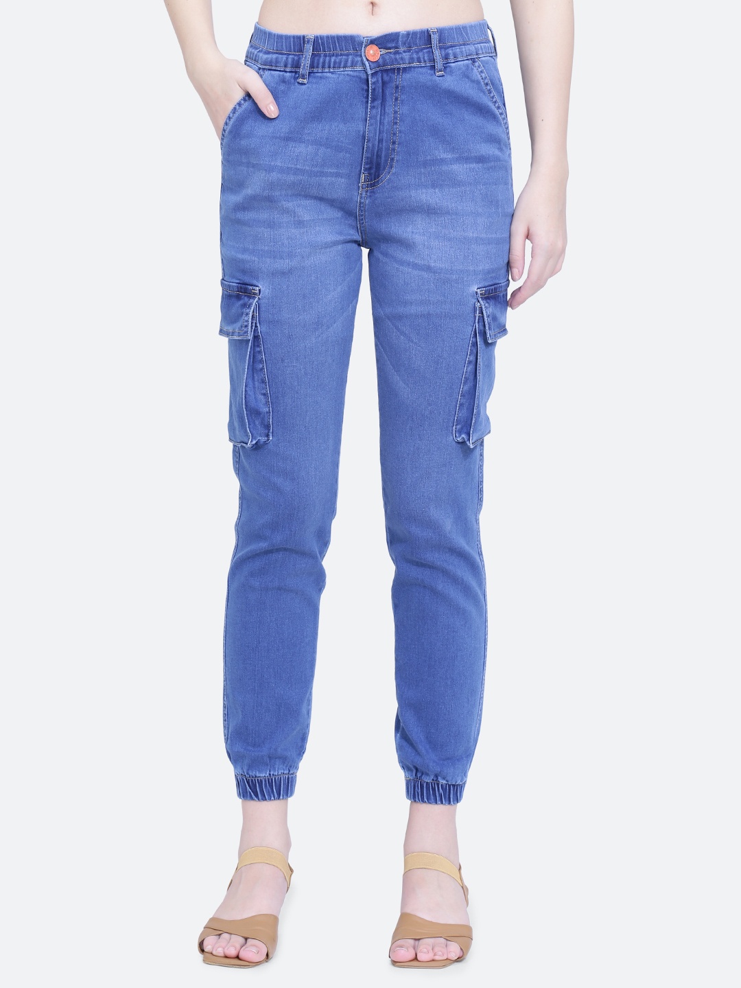 

FCK-3 Women Jogger High-Rise Light Fade Stretchable Jeans, Blue