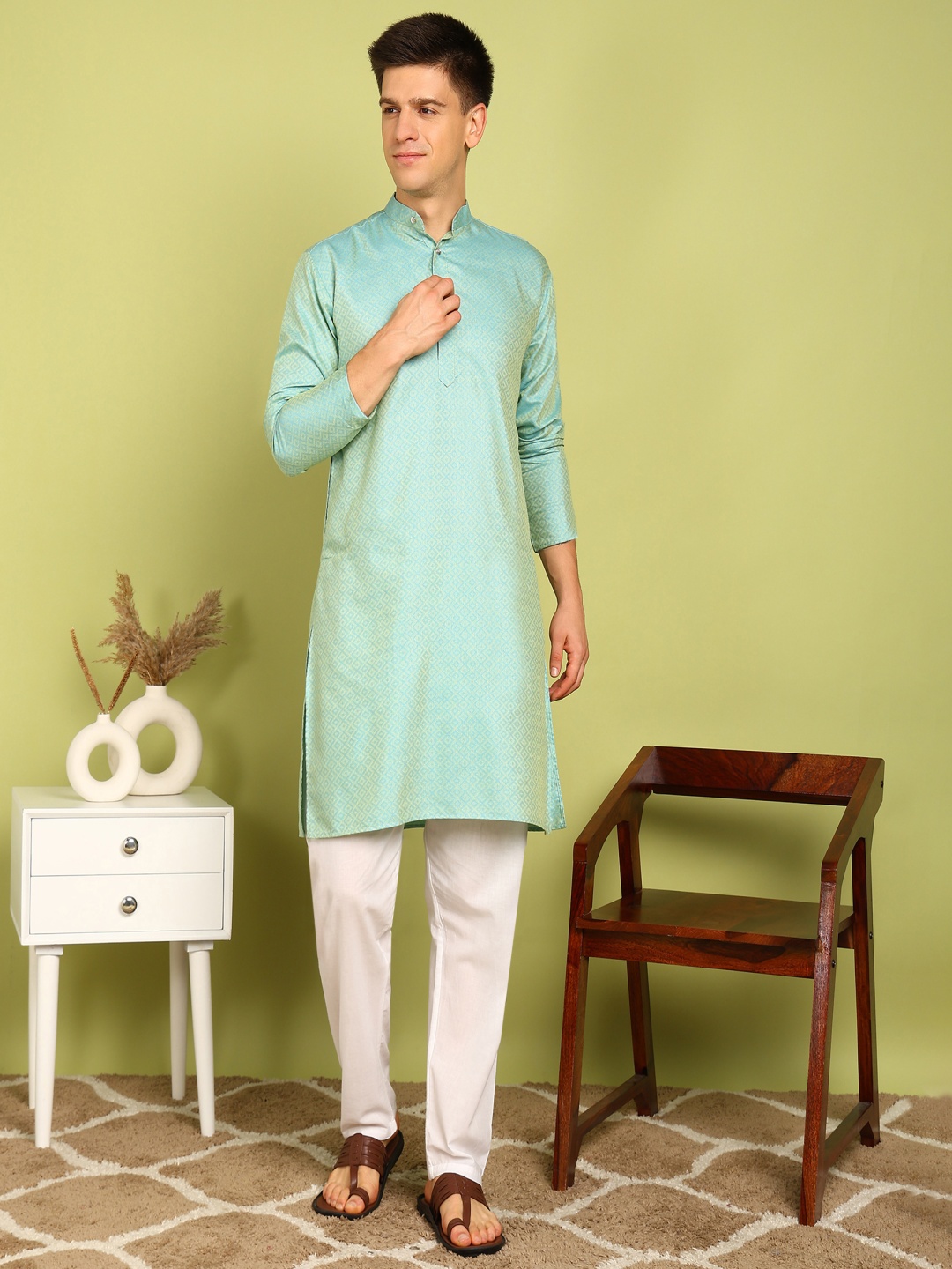 

PulseIQ Men Regular Kurta with Pyjamas, Blue