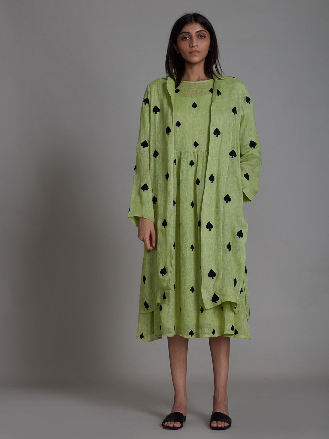 

MATI Print Fit & Flare Midi Dress, Green