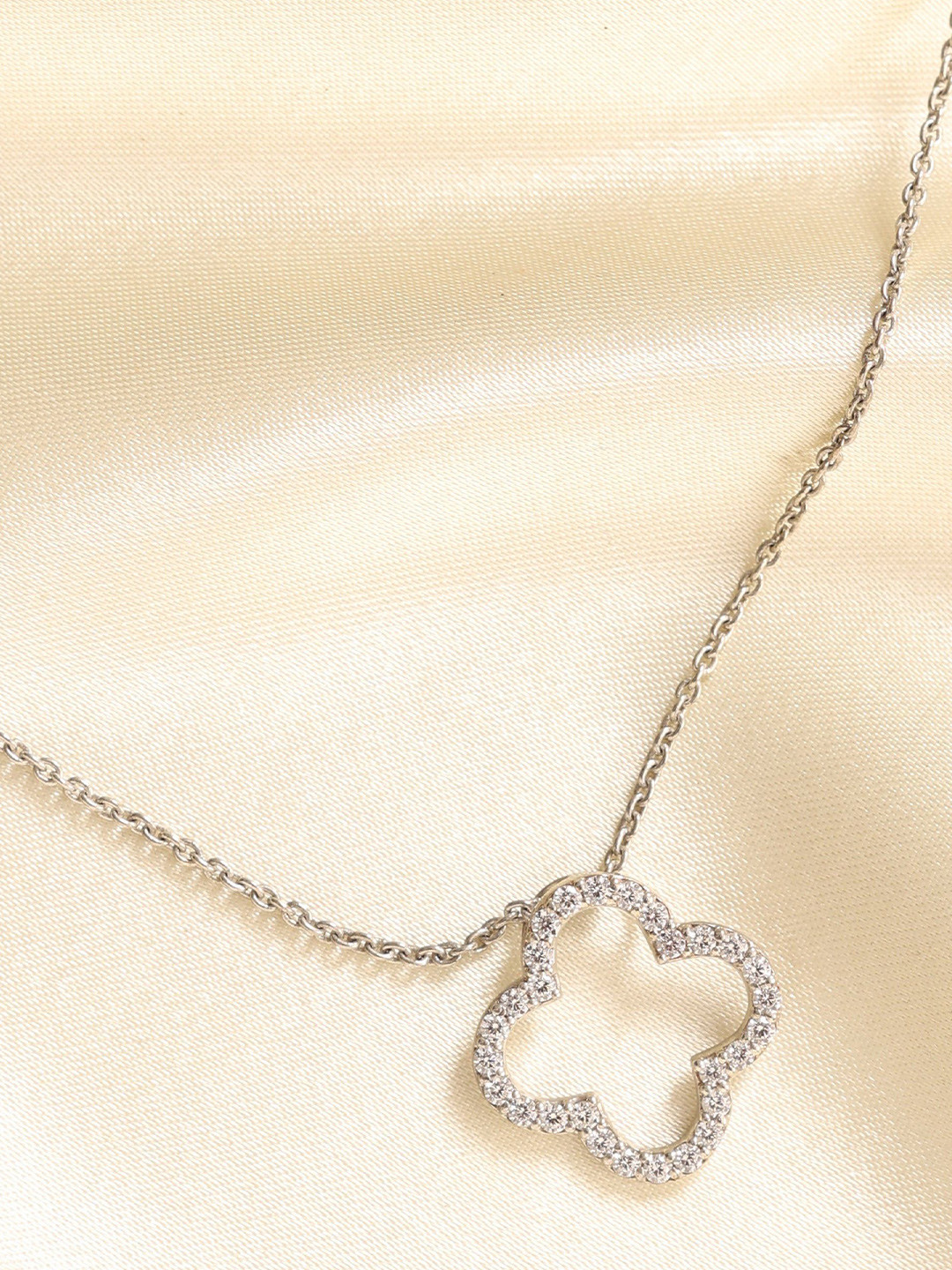 

KIORAH 925 Sterling Silver Silver-Plated Cubic Zirconia Studded Minimal Chain