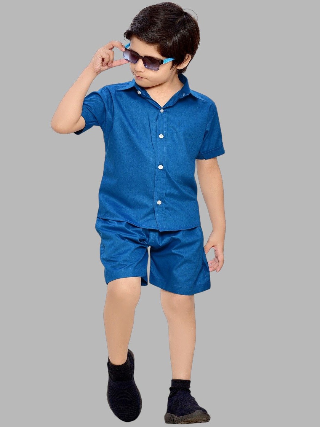 

BAESD Boy's Yellow Pure Cotton Solid Co-Ord Set