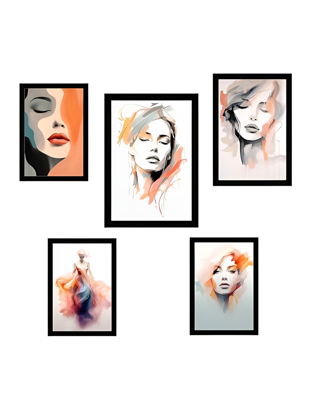 

Indianara Grey & White 5 Piece Canvas Abstract Wall Paintings