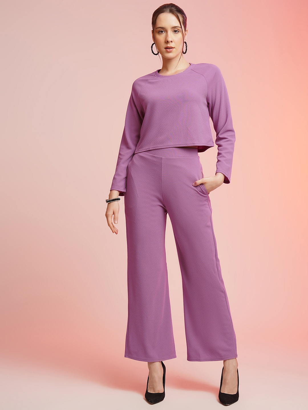 

Moda Rapido Round Neck Top With Trousers, Lavender