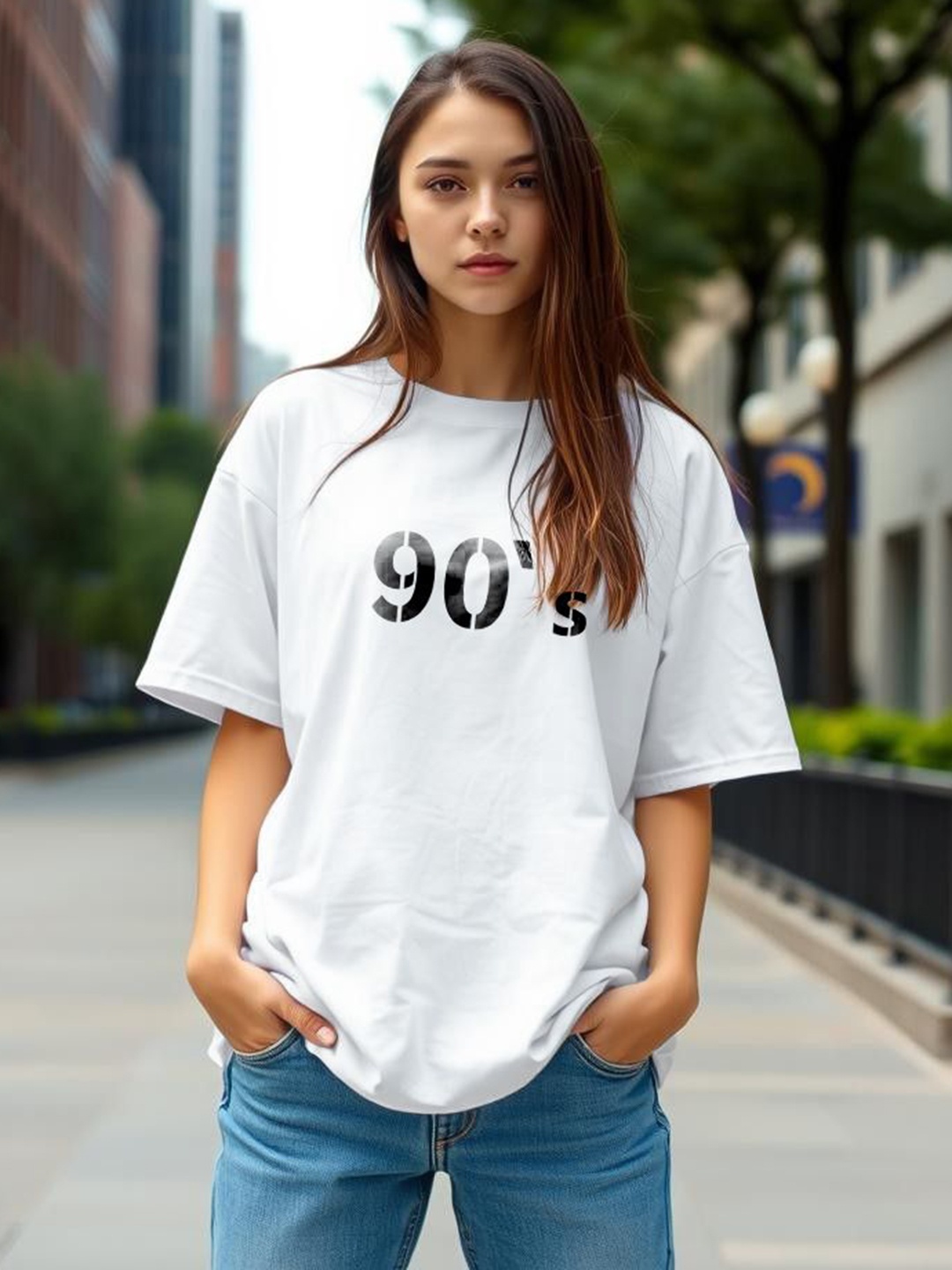 

TOGS & TERRE Women Typography Printed Organic Cotton T-shirt, White