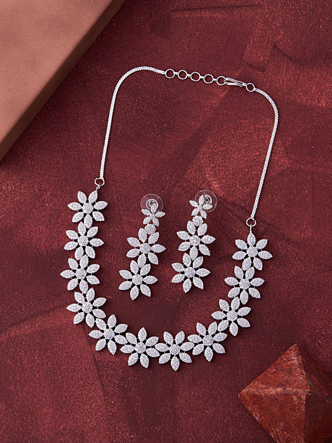 

Feelwhiz Silver-Plated American Diamond-Studded Jewellery Set